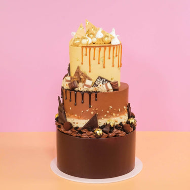 3 Tier Cake - Design Your Own with chocolate, caramel drip, and assorted decorations by Crumbs & Doilies